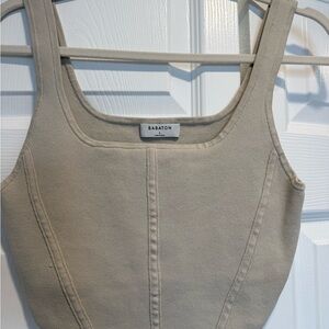 Babaton Beige Square-Neck Tank with Princess Seams